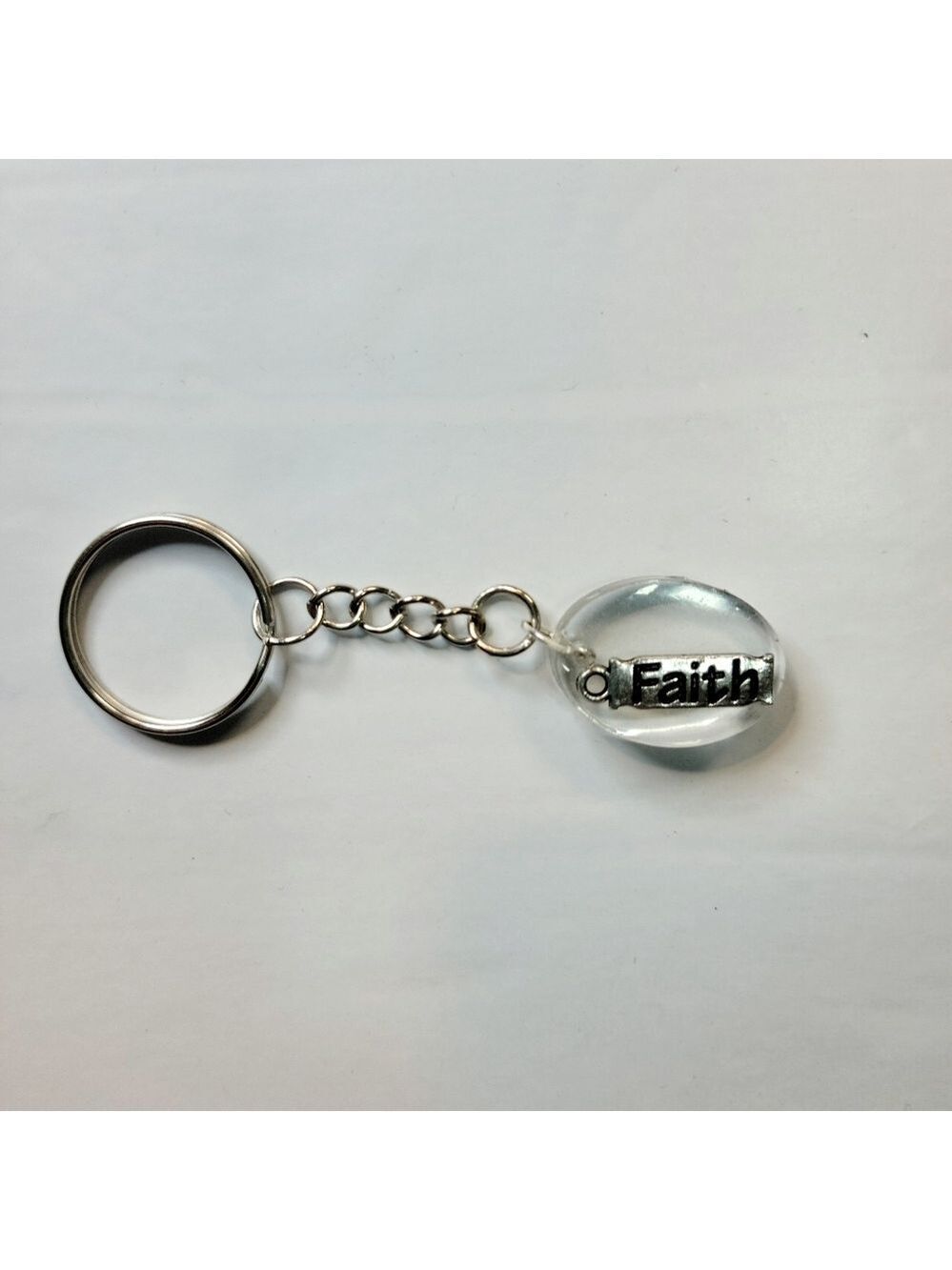 Faith Silver Resin Handmade Keychain
